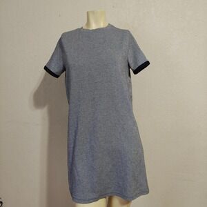 Zara Trafaluc Striped Mini Dress Black White Short Sleeve Pockets Shift S